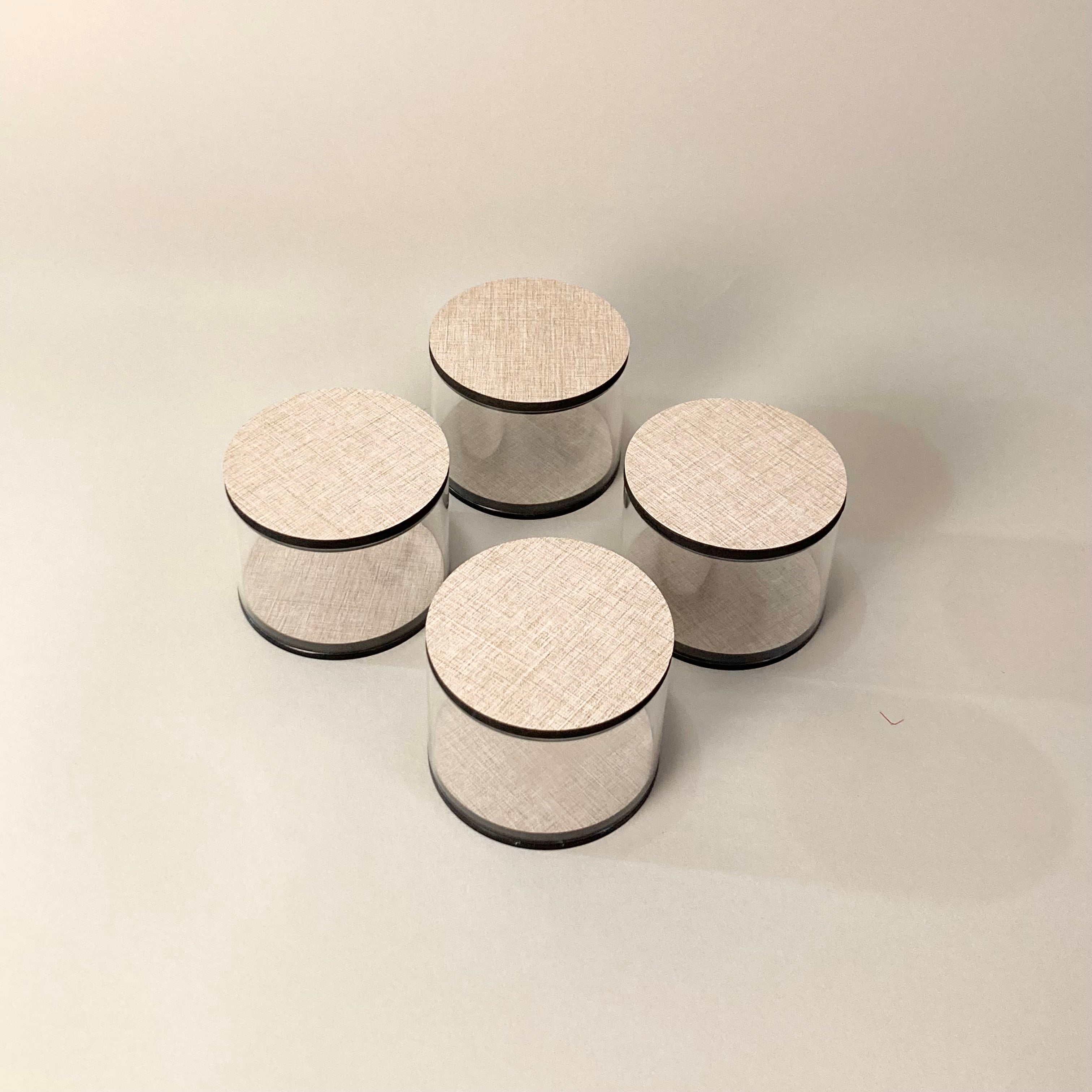 مجموعة العلب الدائرية - خشب بيج