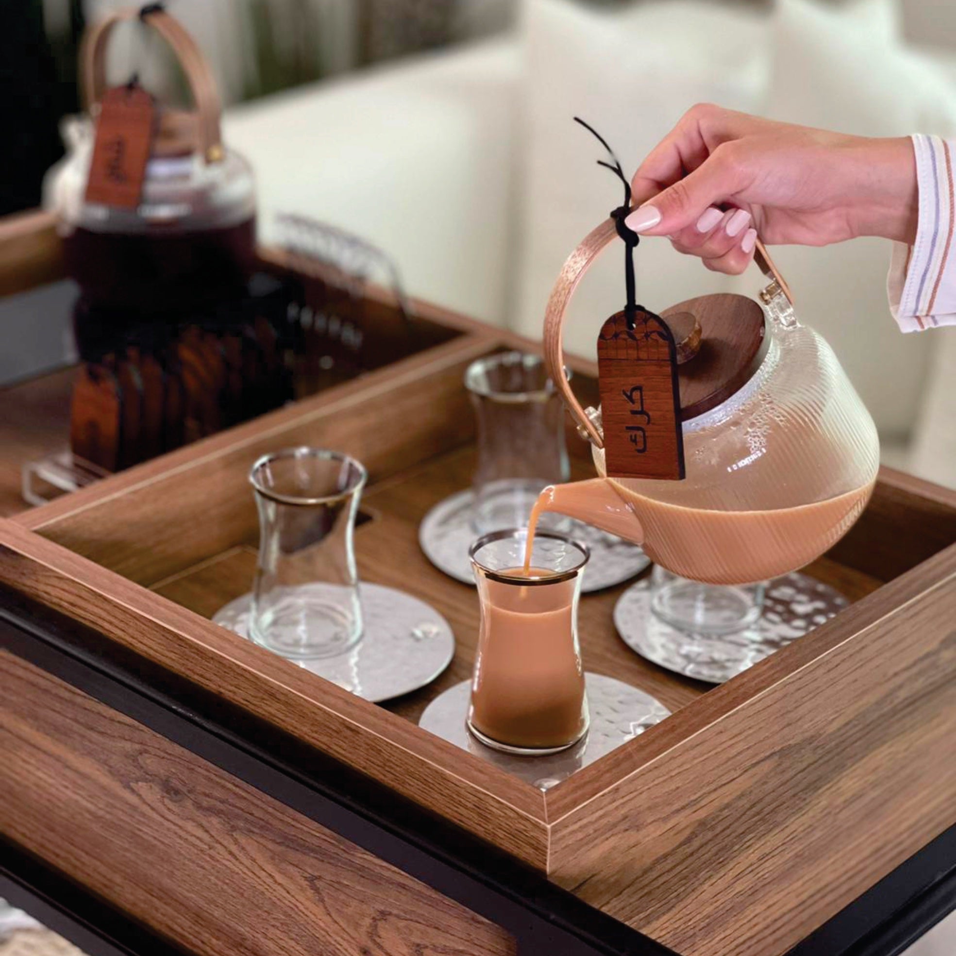 مجموعة بطاقات المشروبات الساخنة - بني