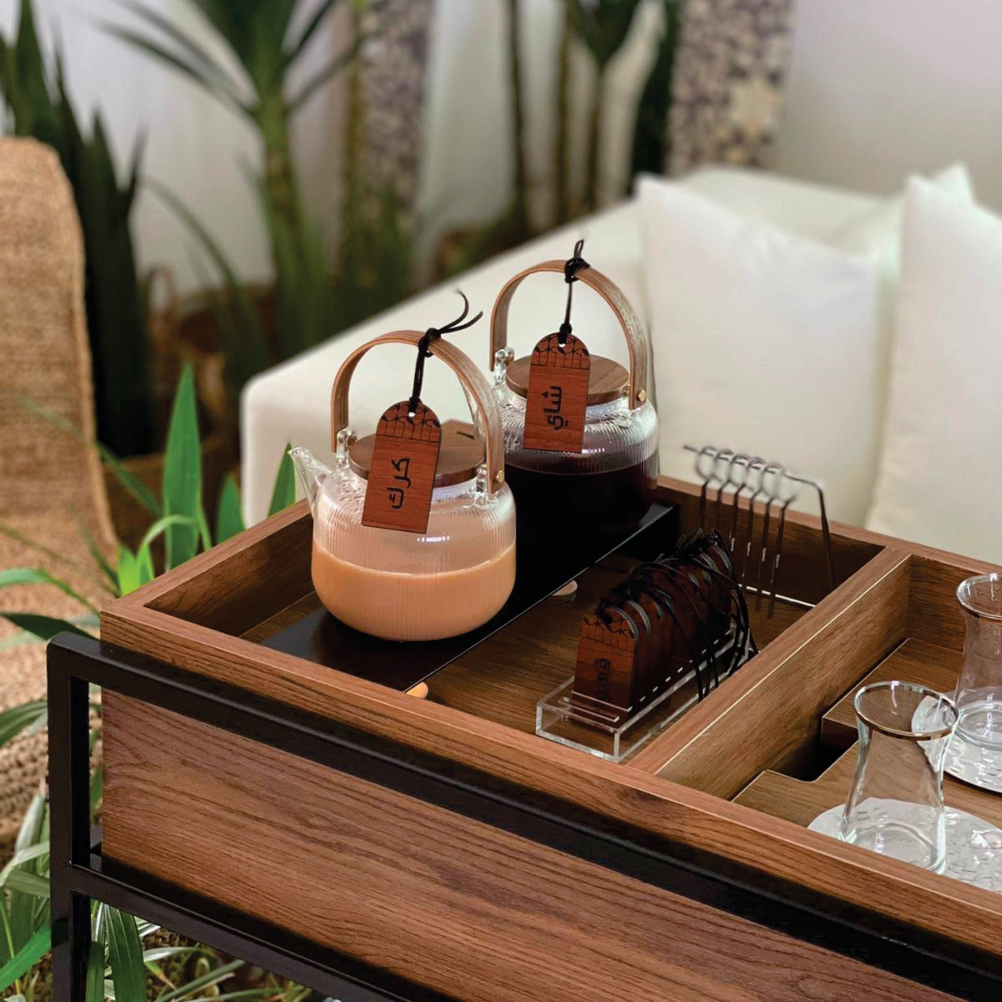 مجموعة بطاقات المشروبات الساخنة - بني